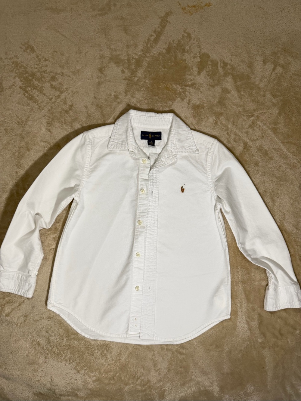 Ralph Lauren White Long-Sleeve Button-Down Shirt for Kids